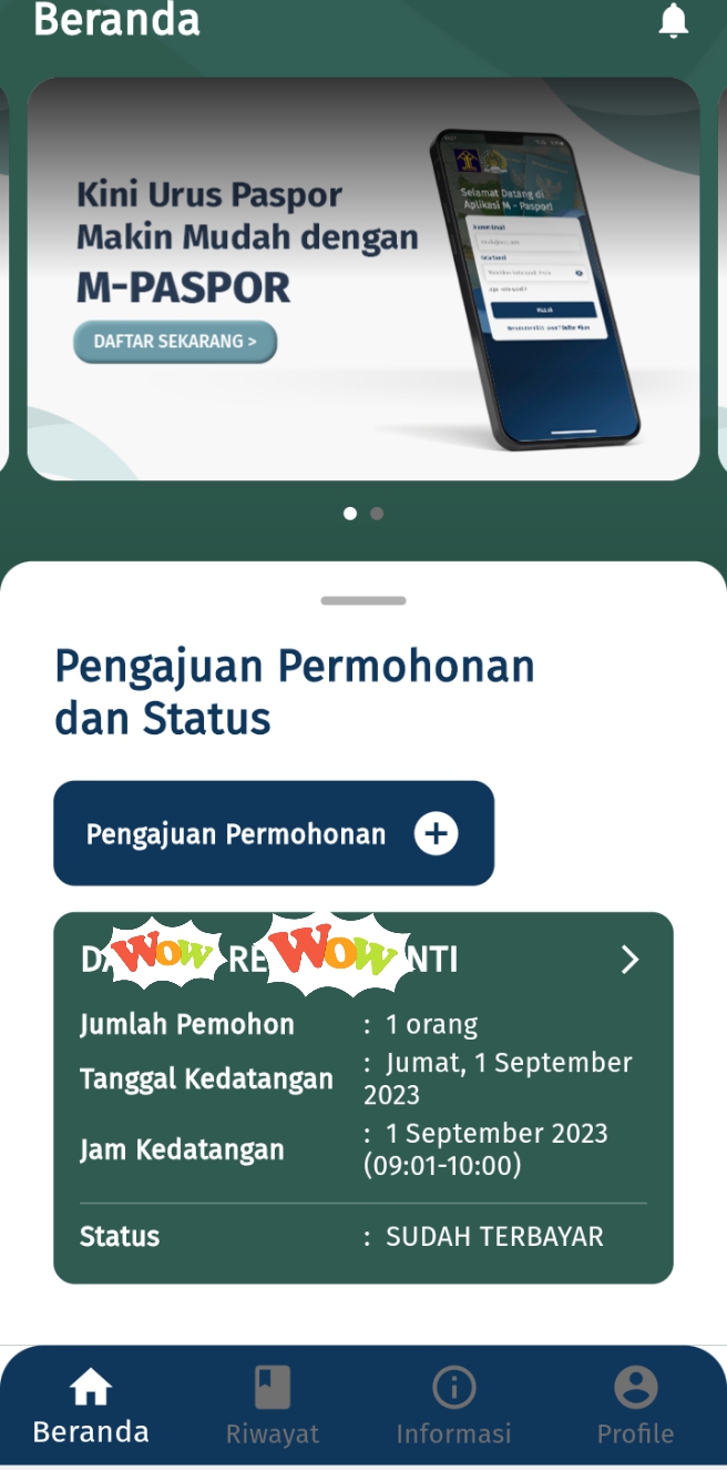 M-Paspor status terbayar